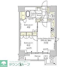 パークアクシス秋葉原Ｅａｓｔ 11階2LDKの間取り