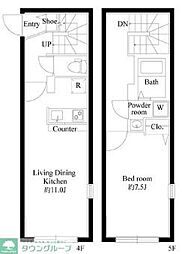 プロスパー飯田橋 4階1LDKの間取り