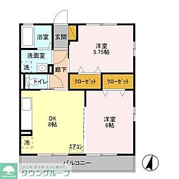 アルタイル 2階2DKの間取り