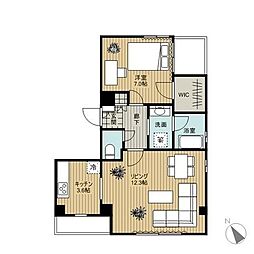 東京メトロ日比谷線 広尾駅 徒歩5分の賃貸マンション 5階1LDKの間取り