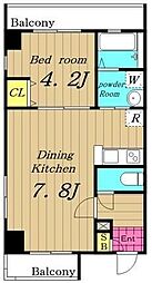 都営浅草線 浅草駅 徒歩5分の賃貸マンション 2階1DKの間取り