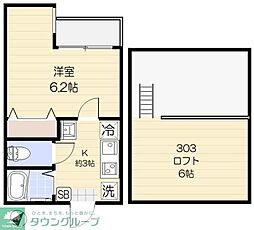 インスパーク本駒込 3階1Kの間取り