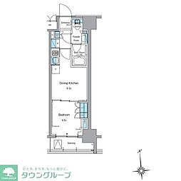 ルフォンプログレ上野稲荷町 1DKの間取図画像