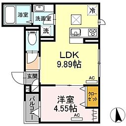 ルボヌールウアシュ 1LDKの間取図画像
