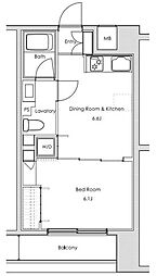 ソサエティ蔵前 1DKの間取図画像