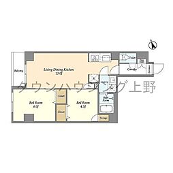 ALPHACOURT町屋 2LDKの間取図画像