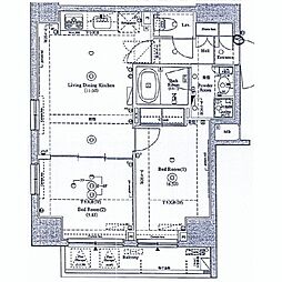 アクサス上野北 2LDKの間取図画像