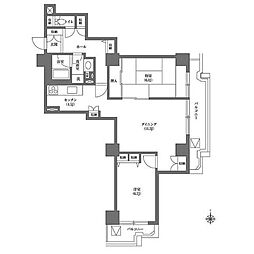 文京グリーンコートビュータワー本駒込B棟 1LDKの間取図画像