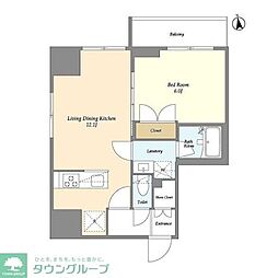 クラリティア上野稲荷町 1LDKの間取図画像