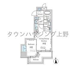 パークアクシス上野・稲荷町 1LDKの間取図画像