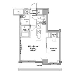 ザ・パークハビオ住吉 1LDKの間取図画像