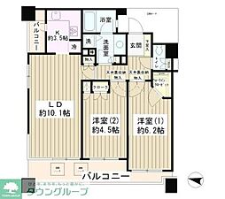 両国パーク・ホームズ 2LDKの間取図画像