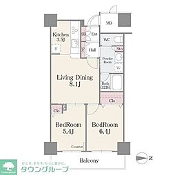 イーストコア曳舟一番館 2LDKの間取図画像