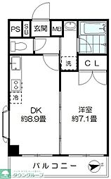 レジデンス上野 1DKの間取図画像