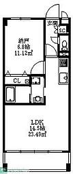 ハイブリッジソシア3 1LDKの間取図画像