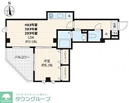 モンステラ 1LDKの間取図画像