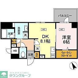ロイジェント平井 1DKの間取図画像