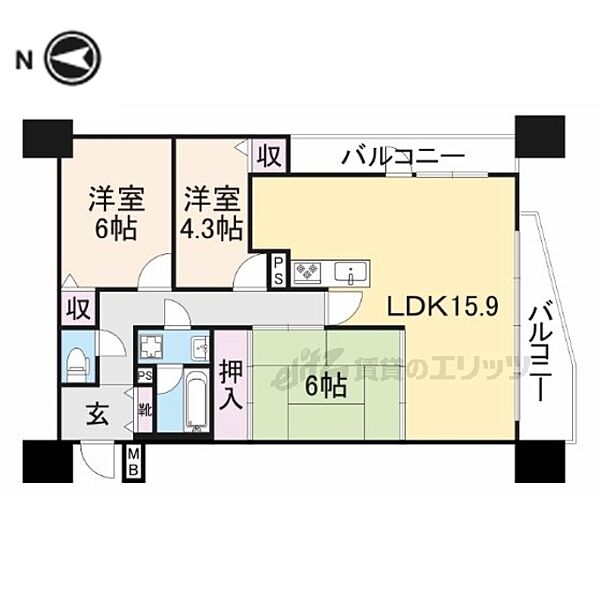 奈良県大和高田市日之出町(賃貸マンション3LDK・2階・70.97㎡)の写真 その2