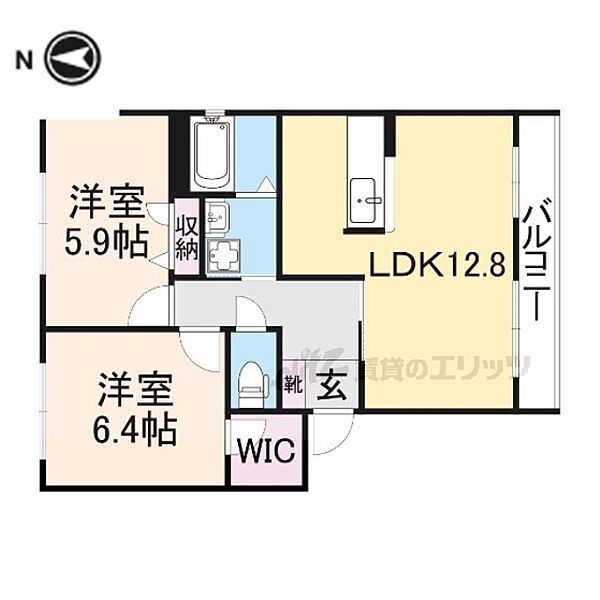 フルール櫟本Ｂ 202｜奈良県天理市櫟本町(賃貸アパート2LDK・2階・57.40㎡)の写真 その2