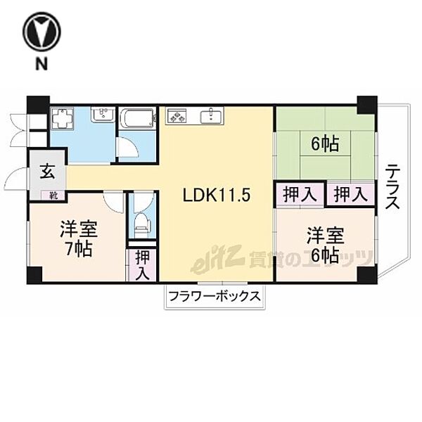 大阪府枚方市田口１丁目(賃貸マンション3LDK・1階・68.48㎡)の写真 その2