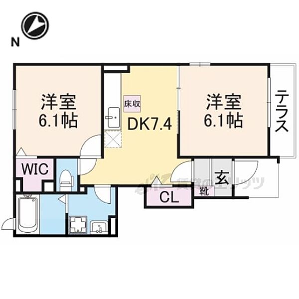 カーサ　フェリーチェII 105｜大阪府寝屋川市池田２丁目(賃貸アパート2DK・1階・44.70㎡)の写真 その2