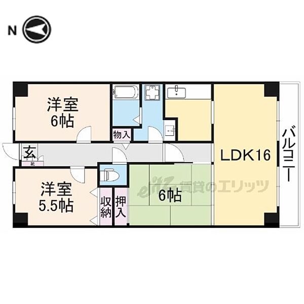 大阪府交野市天野が原町１丁目(賃貸アパート3LDK・4階・72.73㎡)の写真 その2