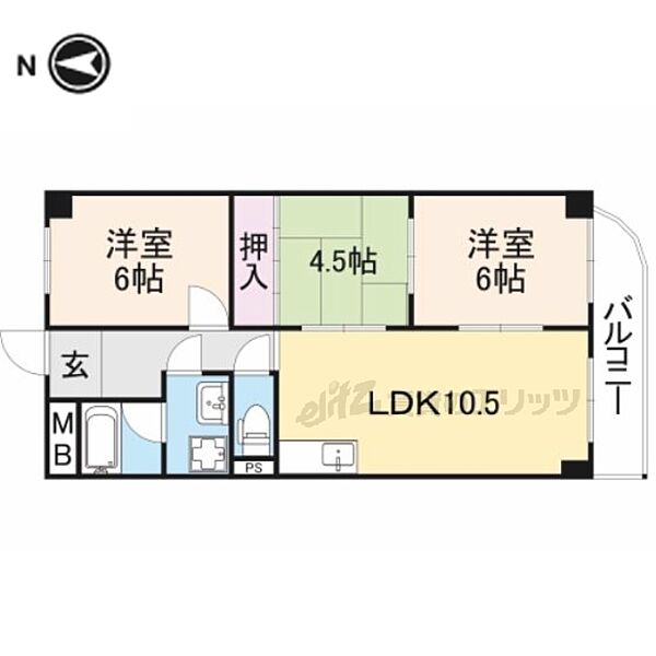 MDCビル 405｜奈良県大和郡山市北郡山町(賃貸マンション3LDK・4階・62.00㎡)の写真 その2