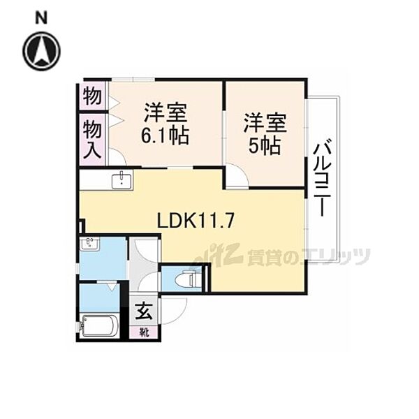 サニーサイドＣ C202｜奈良県磯城郡田原本町大字千代(賃貸アパート2LDK・2階・50.07㎡)の写真 その2