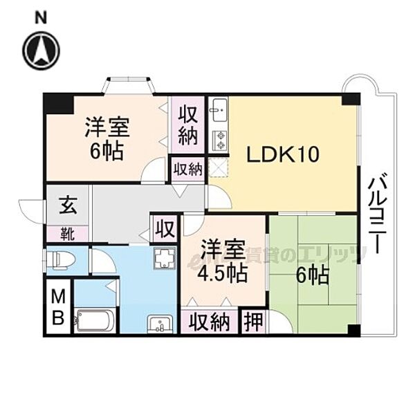 大阪府枚方市大垣内町１丁目(賃貸マンション3LDK・5階・67.49㎡)の写真 その2