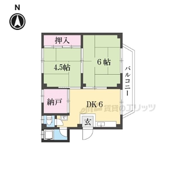 翠香園コーポ百合 302｜大阪府枚方市北中振１丁目(賃貸マンション2DK・3階・40.77㎡)の写真 その1