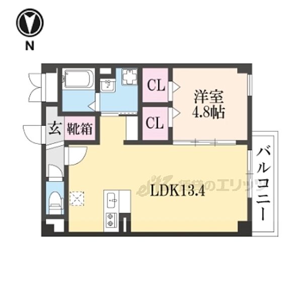 奈良県橿原市見瀬町(賃貸マンション1LDK・4階・44.39㎡)の写真 その2