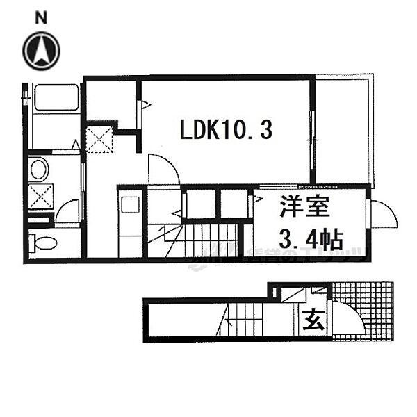 奈良県北葛城郡王寺町本町２丁目(賃貸アパート1LDK・2階・37.63㎡)の写真 その2