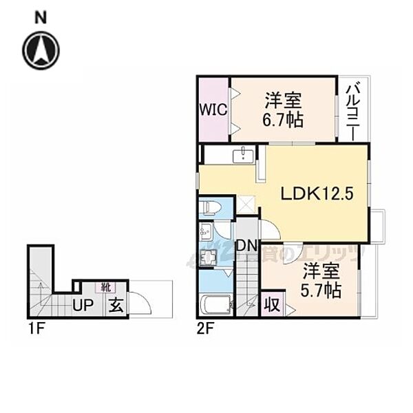 奈良県橿原市中曽司町(賃貸アパート2LDK・2階・59.99㎡)の写真 その2