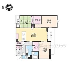 近鉄奈良線 新大宮駅 徒歩7分の賃貸マンション 1階3LDKの間取り