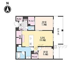 シャトードール　プレミア 1階2LDKの間取り