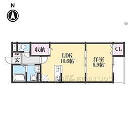 アート星田駅前 1階1LDKの間取り