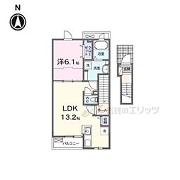 レジデンス・サツキI 2階1LDKの間取り