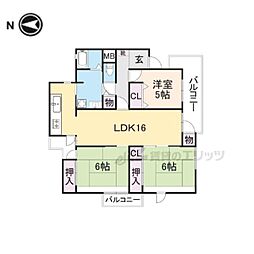 ハウスあやめ池 3LDKの間取図画像