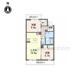 サクラ・メゾン　イースト 2階2LDKの間取り