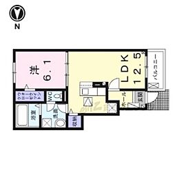 近鉄天理線 前栽駅 徒歩9分の賃貸アパート 1階1LDKの間取り
