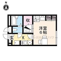 近鉄奈良線 新大宮駅 徒歩13分の賃貸アパート 1階1Kの間取り