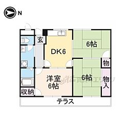 コンフォートグリーン 2階3DKの間取り