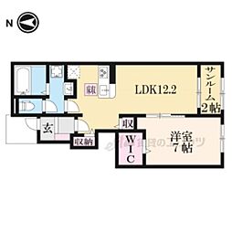 クレメント東九条Ｂ 1階1LDKの間取り