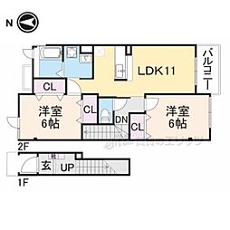 ル.シエル　ドゥ 2階2LDKの間取り