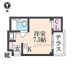 シティロイヤル富雄南 1階ワンルームの間取り