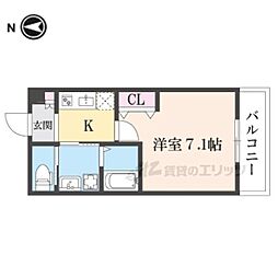 近鉄奈良線 近鉄奈良駅 徒歩13分の賃貸アパート 3階1Kの間取り