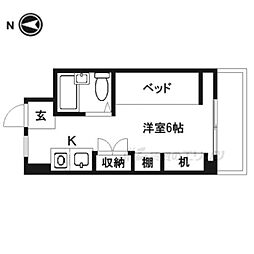 近鉄奈良線 近鉄奈良駅 徒歩5分の賃貸マンション 1階ワンルームの間取り