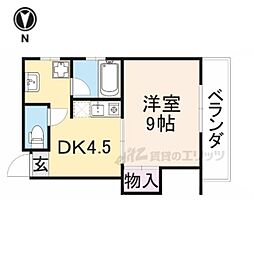 ヴィル・コンフォート大宮 2階1DKの間取り