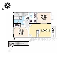 アビタシオンII 2階2LDKの間取り