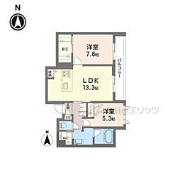 グランシャーメゾン新大宮 2LDKの間取図画像